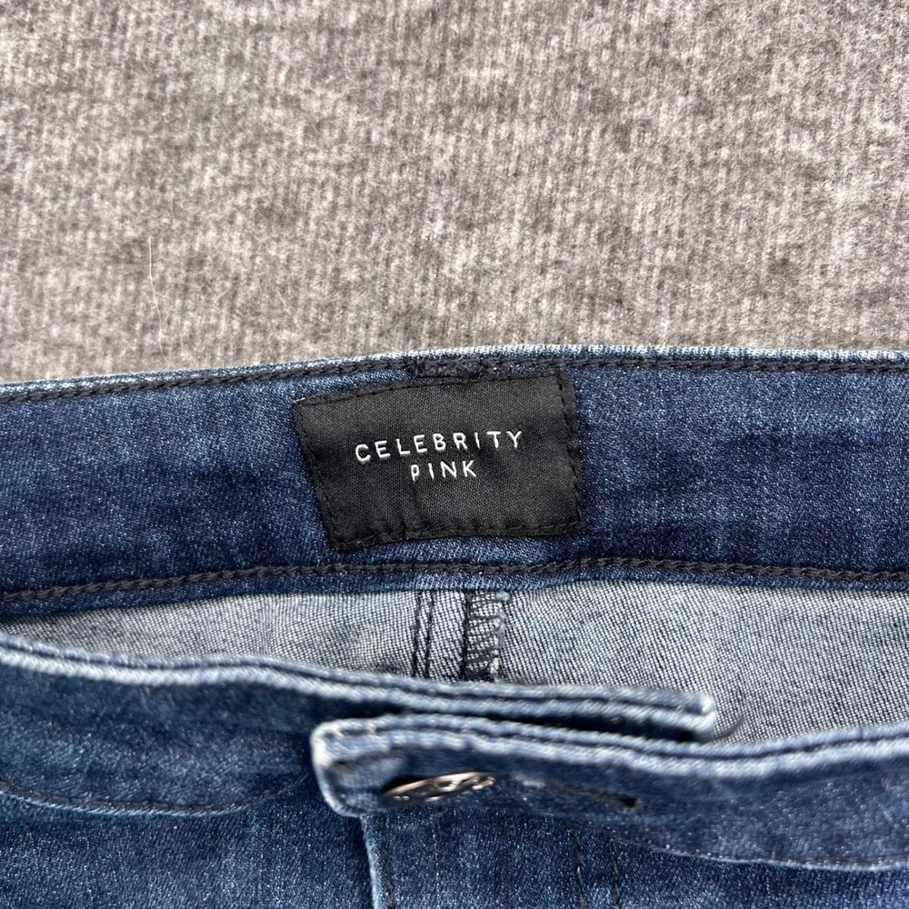 Celebrity Pink Paradox Denim Mini Skirt Blue Medium Wash Raw Hem Womens 13/31 - Picture 2 of 8
